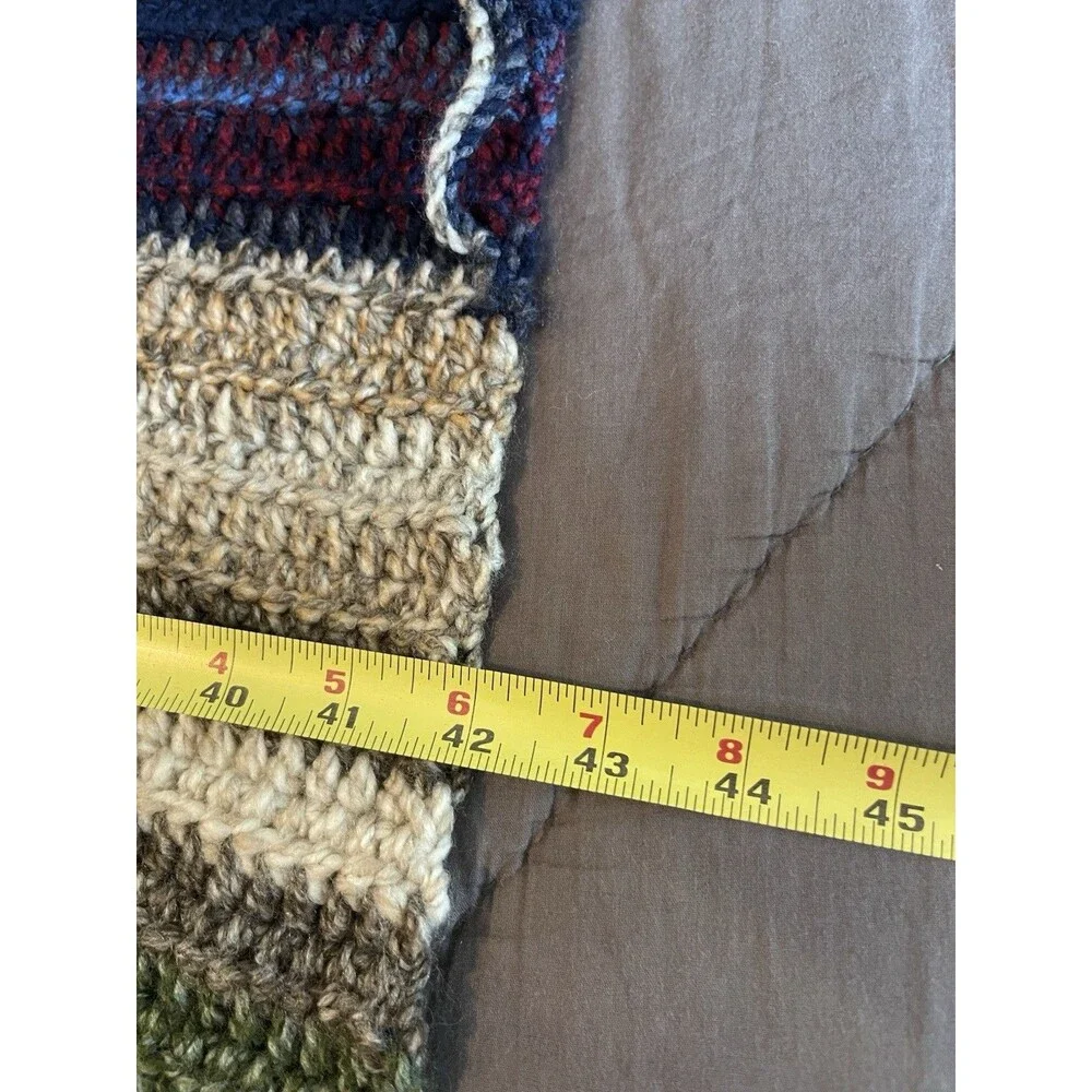 Handmade Knitted Striped Multicolor Bed Throw Blanket- Rectangular